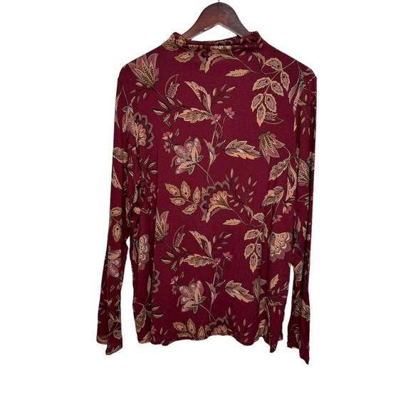 Reitman's Mock Neck Burgundy Leaf Print Size XXL NWT - Picture 2 of 5